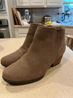 Blondo Taupe Suede Ankle Booties